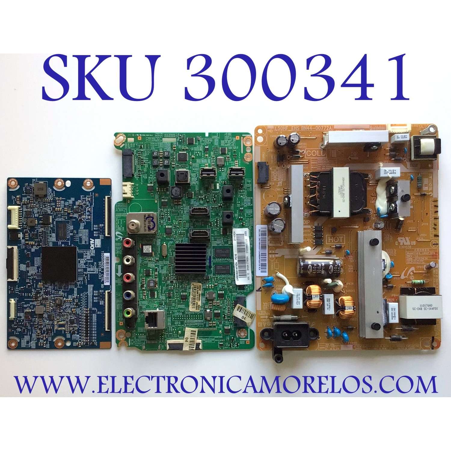 KIT DE TARJETAS PARA TV SAMSUNG / NUMERO DE PARTE MAIN BN94-07869A / BN97-08808A / BN41-02245A / FUENTE BN4400772A / L50HF_EHS / BN44-00772A / T-CON 5550T26C03 / 55.50T26.C03 / T500HVN09.1 / PANEL DH500CGA-B1 / TV500HVN09.1 / MODELO UN50H6201FXZA AH01